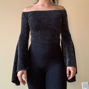 Black sparkly full sleeved bodysuit